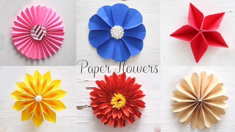 6 Easy Paper Flowers | Flower Making | How To Make Round Tissue Paper Flower - DIY Paper Craft