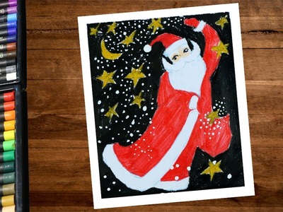 Christmas Drawings - How to draw Santa Claus With Color pencils step by step