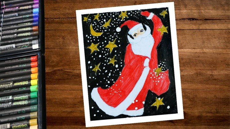 Christmas Drawings - How to draw Santa Claus With Color pencils step by step