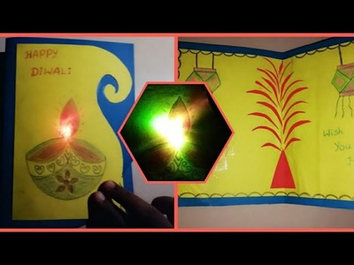 Diwali Pop Up Card with Light Up | How to make LED Light-Up Diwali card | DIY Diya Greeting Card