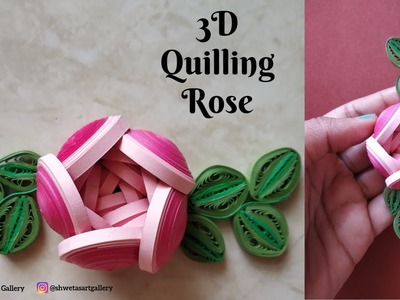 DIY 3D Quilling Rose. Quilled Rose Flower. How to make Quilling Rose Flower