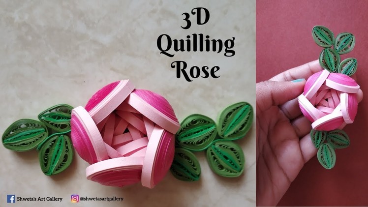 DIY 3D Quilling Rose. Quilled Rose Flower. How to make Quilling Rose Flower