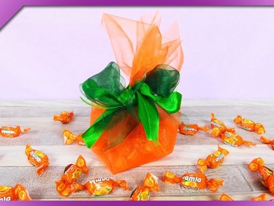 DIY How to make candy gift sack, gift for Halloween (ENG Subtitles) - Speed up #534