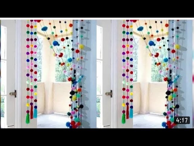 DIY Pom Pom Door Hanging | How to make Door Hanging Toran | Woolen Craft Idea●●●