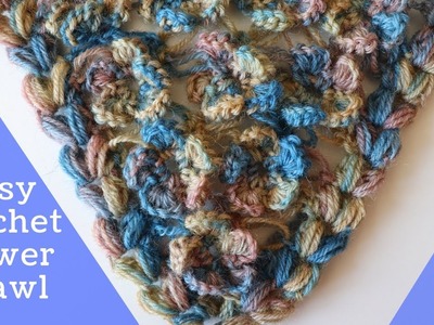 Easy Crochet Flower Triangle Shawl
