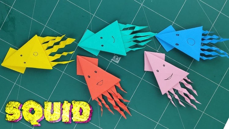 Easy Origami Squid Paper Tutorial | How to Fold an Octopus or Squid - Sea Creature Kids Crafts