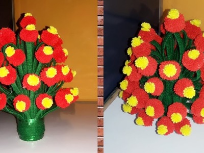 Guldasta. How to make flower guldasta with wool and Pepsi bottle.idea