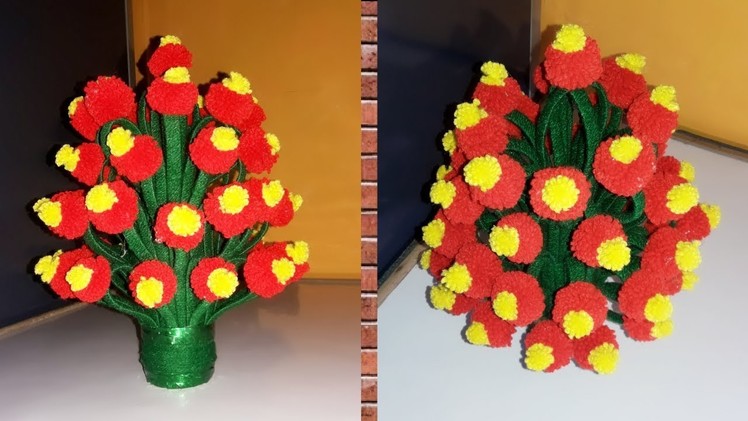 Guldasta. How to make flower guldasta with wool and Pepsi bottle.idea