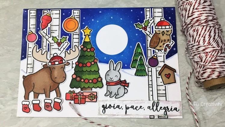 How to combine Lawn Fawn stamp sets to make a Fun Christmas Card