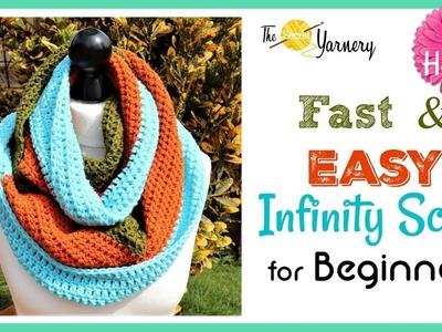 How to Crochet a FAST & EASY Infinity Scarf for Absolute Beginners - LEFT HANDED