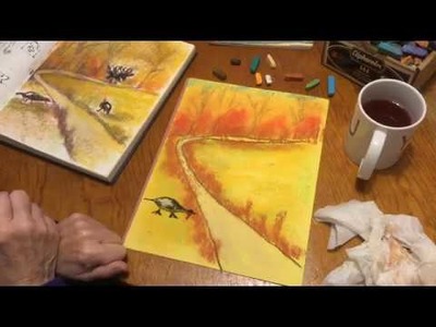 How to Draw a Thanksgiving Nature Walk with Turkeys in Chalk Pastels