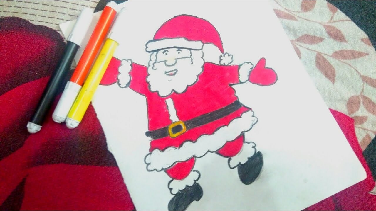 How to draw santa Claus for Christmas. Easy santa Claus drawing step by ...