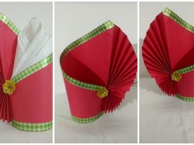 HOW TO MAKE A PAPER NAPKIN HOLDER | Making Paper Flower Vase | DIY Simple Paper Crafts