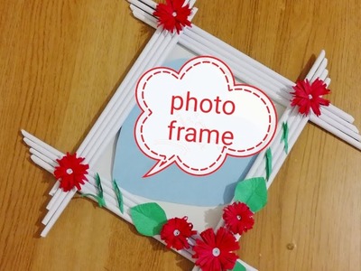 How to make a photo frame with paper.DIY paper craft.wall hanging home decoration idea
