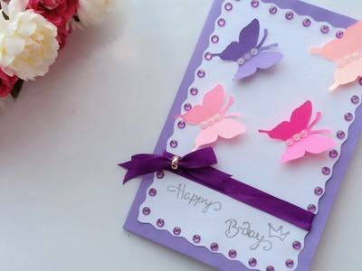 How to make Butterfly Birthday Gift Card. DIY Greeting Cards for Birthday.