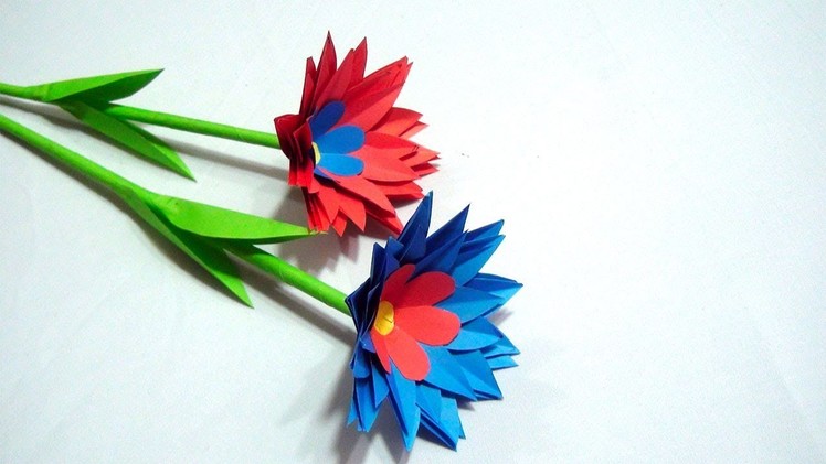 How to Make Color Paper Stick Flower  Beautiful Paper Stick Flower  DIY Handcraft  Paper Stick ideas