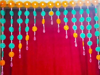 How to make drinking Straw toran.toran for diwali.toran designs.latkan.door hanging.straw jhumar