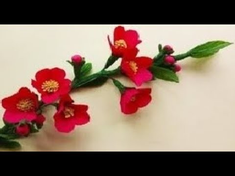 How To Make Paper Flower. Chaenomeles Japonica Paper Flowers Crepe