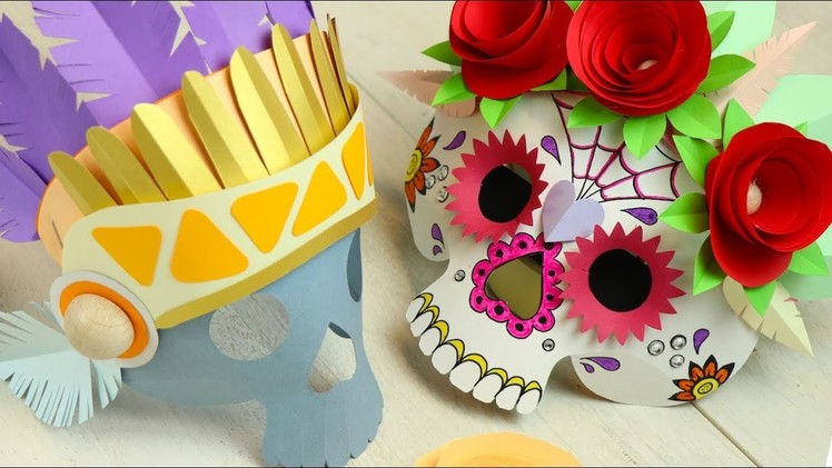 How to make paper mask | day of the dead skull + indian halloween