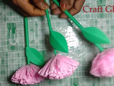 How To Make Round Tissue Paper Flower and A4 Paper- DIY Paper Craft
