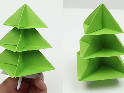 How to Make Very Easy Paper Christmas Tree 3D - DIY Quick and Easy Origami Christmas Tree Tutorial