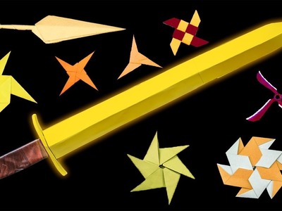 09 Gold #Origami #Ninja #Stars.Knife - How to make Paper #Sword