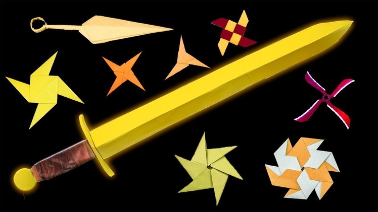09 Gold #Origami #Ninja #Stars.Knife - How to make Paper #Sword