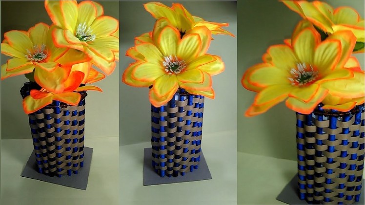 Amazing Paper Flower Vase Making with Newspaper| How to Make a Flower Vase at Home|DIY Projects