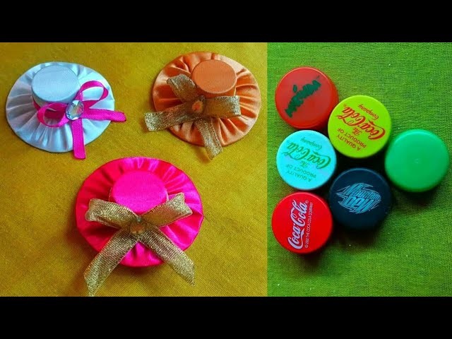 DIY: how to make mini hat hair band ????with waste bottle cap ????
