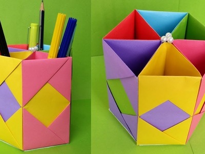 DIY- Paper Pen.Pencil holder | How to make Origami Pen Stand
