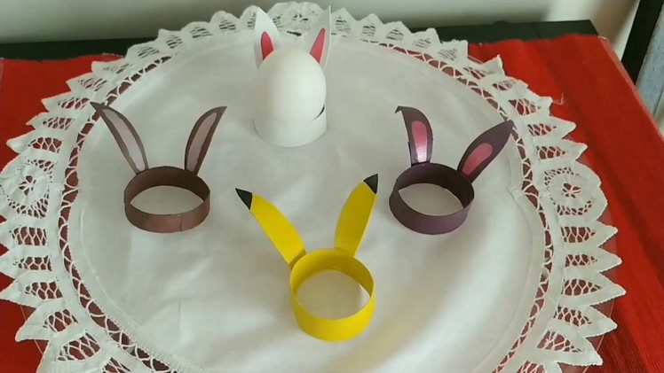 Easy DIY: Easter project for kids. How to make a bunny ear egg stand from toilet paper roll