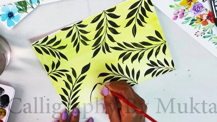 How to make Leaf background on paper | Creative Art Ideas | Painting Leaf | DIY