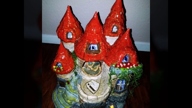 DIY Gnome Castle using paper clay and recycled plastic bottles