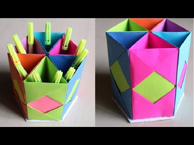DIY - How to Make Pen Stand | Origami Pen Holder | Paper Pencil Holder | Hexagonal Pen Holder
