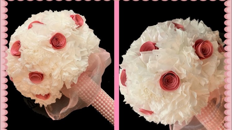 FLOWER BOUQUET with tissue paper.DIY wedding bouquet