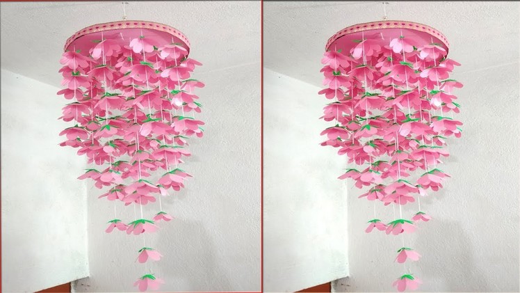 Handmade paper flower jhoomer. Paper wall hanging. DIY paper jhoomer