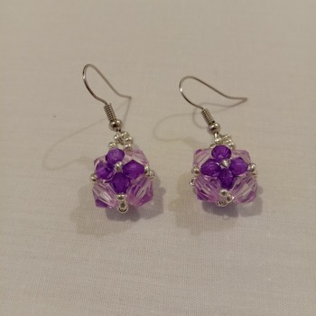 Handmade Purple Tiny Square Earrings