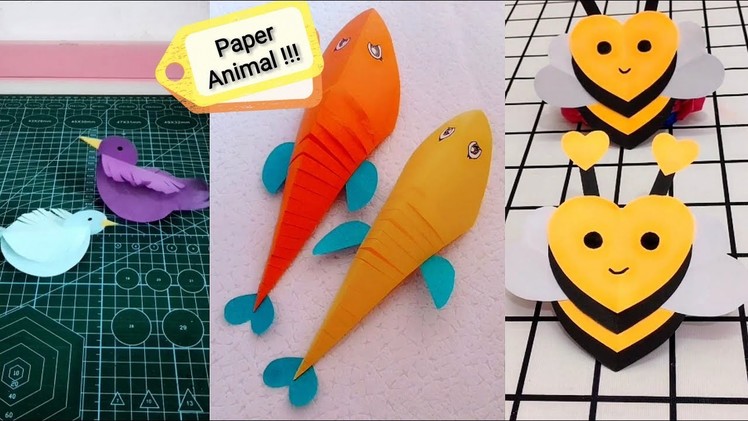 Paper animals for kids | Origami fish toys for kids | Paper bird flying DIY | Paper Bee easy crafts