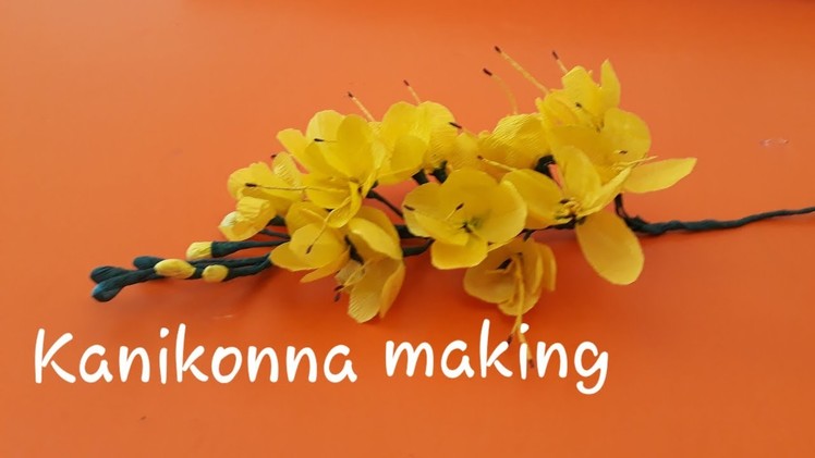 Vishu special kanikonna making ll DIY Cassia Fistula Paper Flowers ll golden shower making