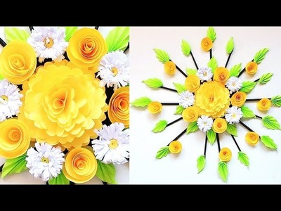 Wall Decoration Ideas | Beautiful Wall Hanging Making at Home | Paper Flower Wall Hanging
