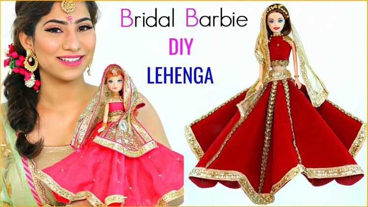10 Mins DIY Indian Bridal BARBIE Lehenga & Jewellery | #Decoration #Styling #Anaysa #DIYQueen