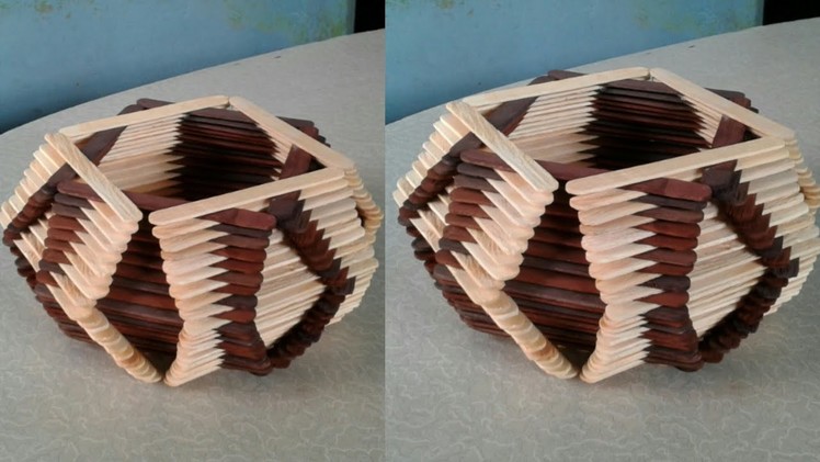 DIY Basket with ice cream sticks - 175 Pieces || How to make Basket with ice cream sticks || #2