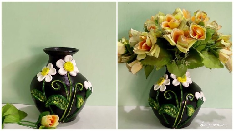 DIY flower vase decoration using ceramic powder || ceramic flower pot || Aimy creations