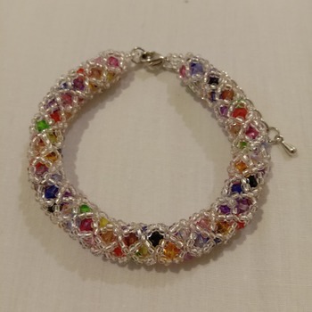 Handmade Silver Line Colourful Bracelet
