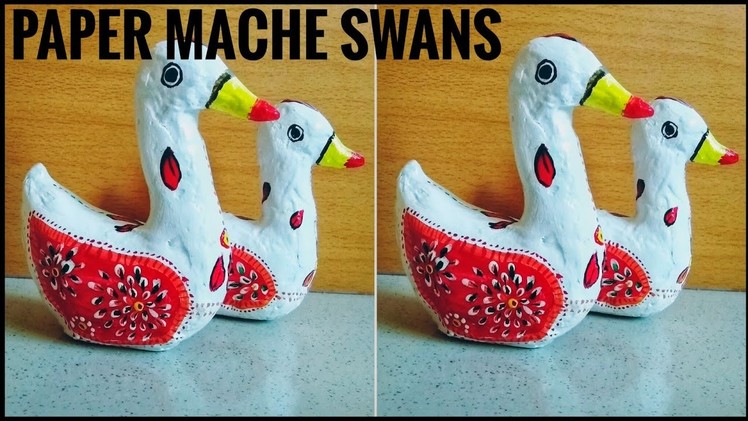 Paper mache clay swan set showpiece | DIY home decor | Best out of waste ideas