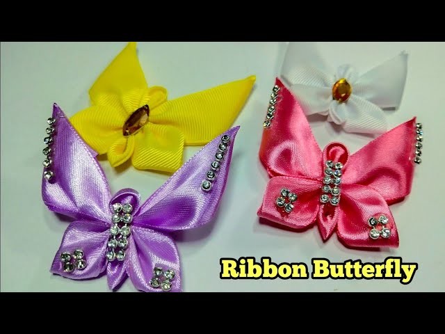 171) DIY || bros kupu-kupu  || Ribbon Butterfly || how to make satin ribbon flower || HD TUTORIAL