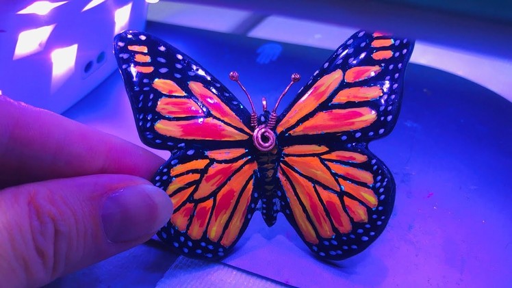Butterfly Monarch. Painted Polymer Clay. Tutorial.