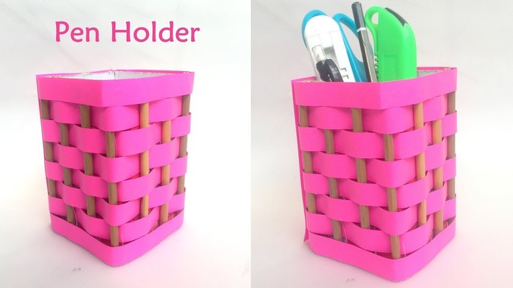 DIY- How to make pen stand.pencil holder. desk organizer from paper?Paper Craft Idea | Reuse craft