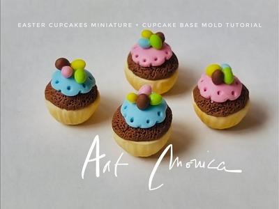 Easter Cupcakes Miniature & cupcake base Mold Tutorial : Polymer Clay DIY