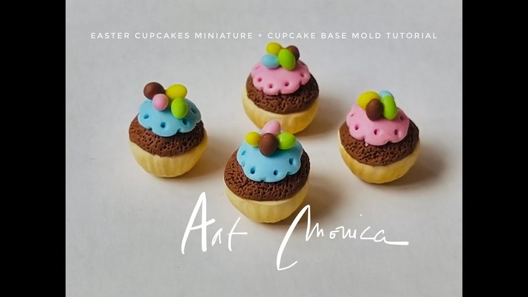 Easter Cupcakes Miniature & cupcake base Mold Tutorial : Polymer Clay DIY
